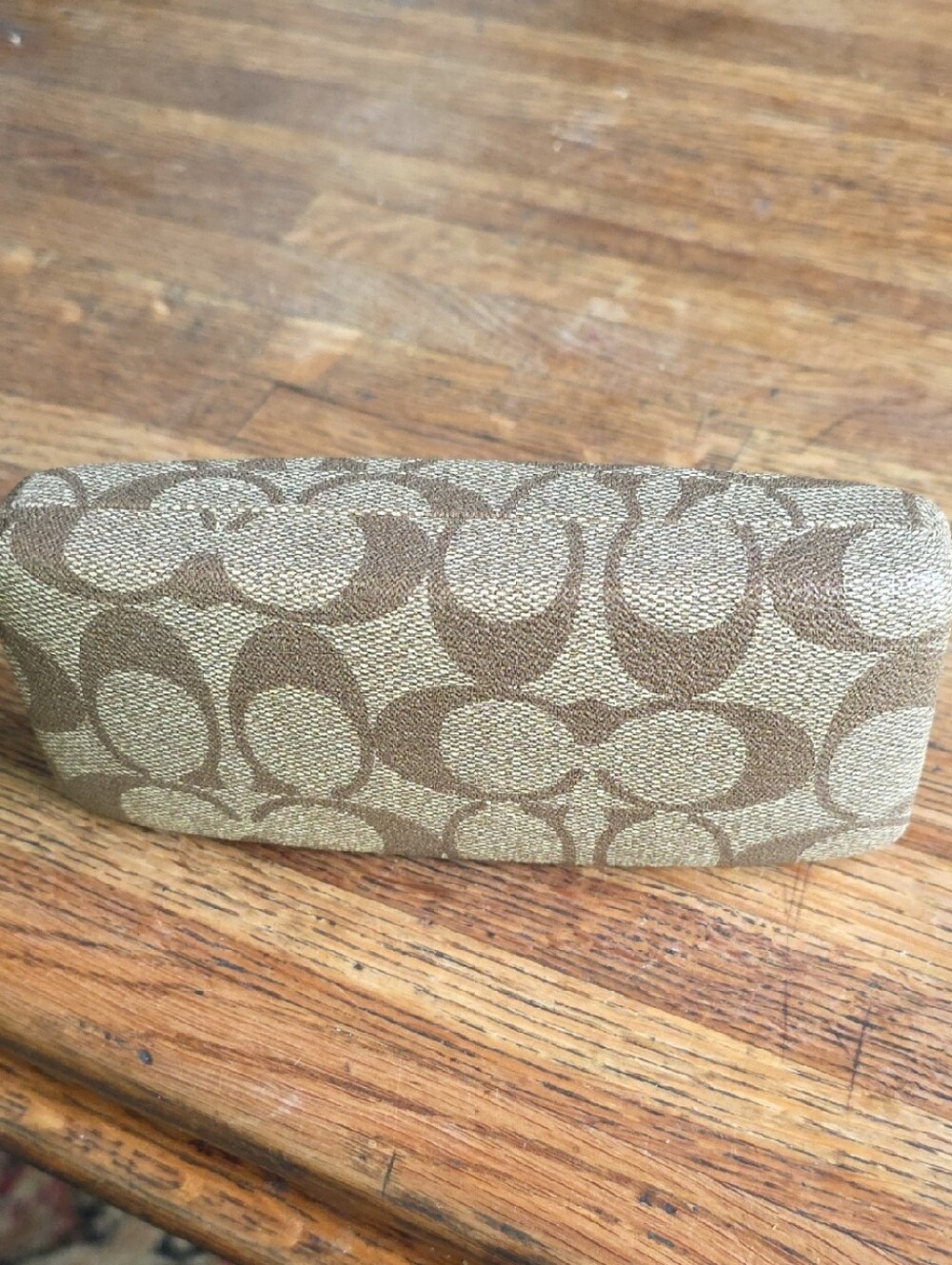New Signature Coach Monogram Designer Sunglass Case Tan & Brown Clam Shell 6x3